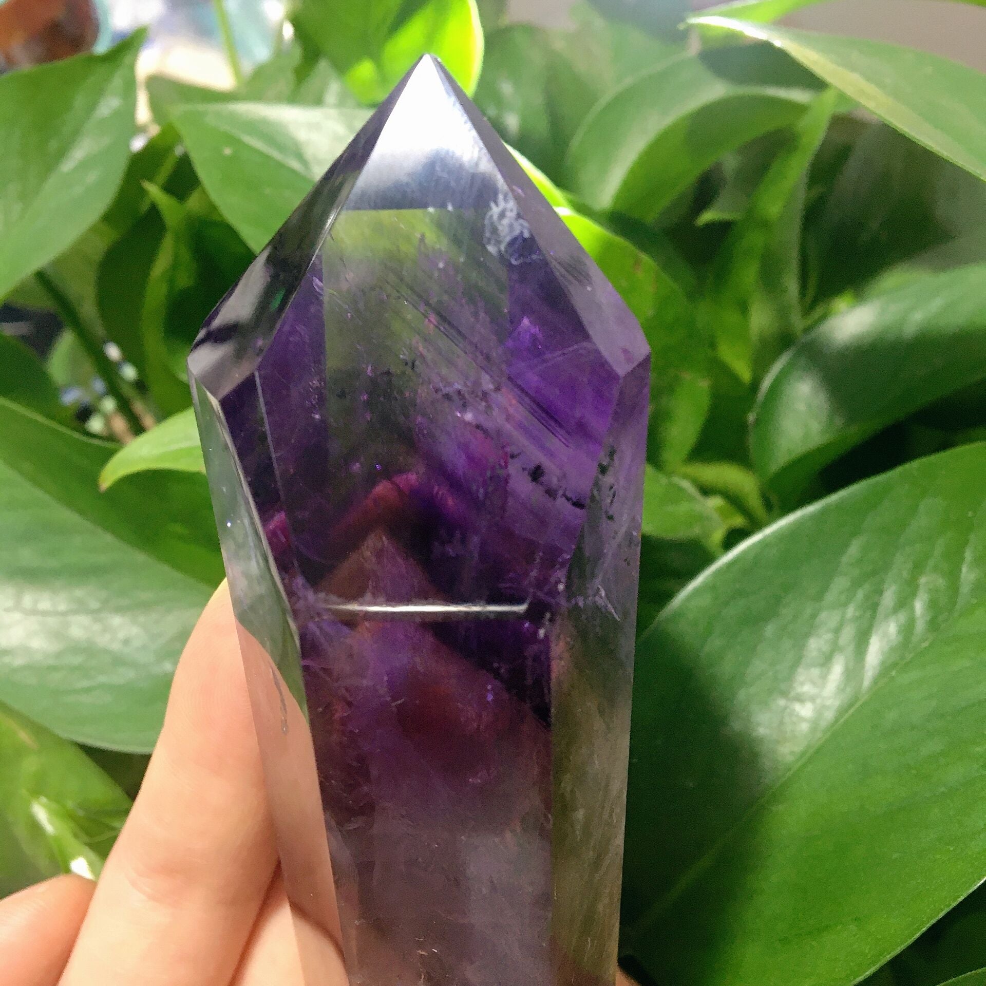 005 Dark Purple Amethyst Point Half Polished #2