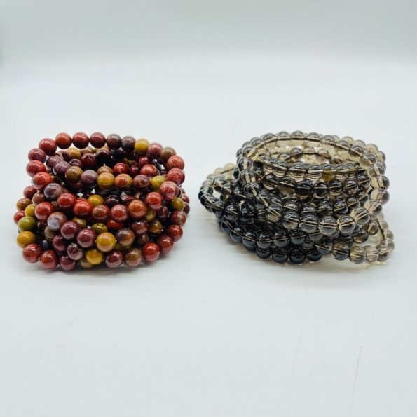 2 Types Bracelets Wholesale Fighting Blood Agate Smoky Quartz