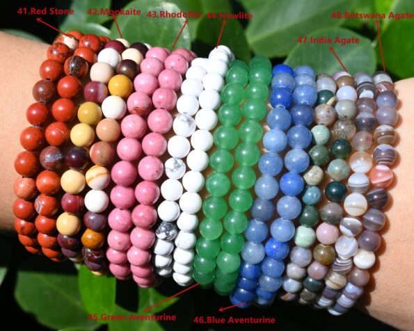 6mm Genuine Stacking Gemstone Crystal Bracelets 41-48