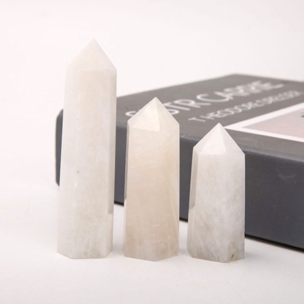 Set of 3 White Moonstone Points