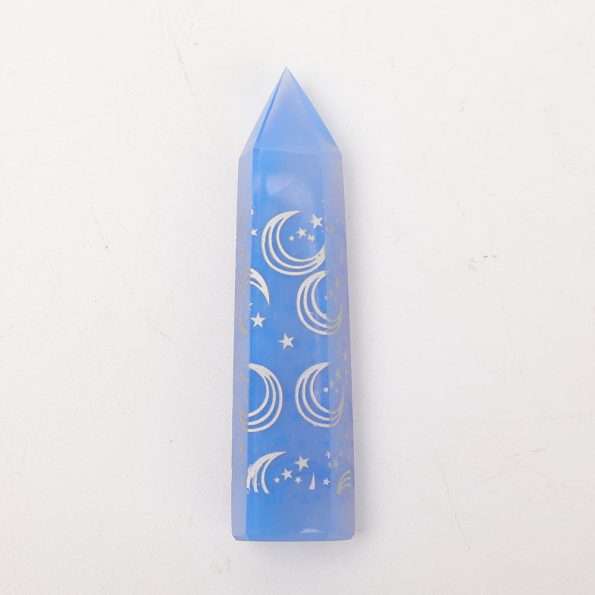 Blue Opalite Point with Moon Printing