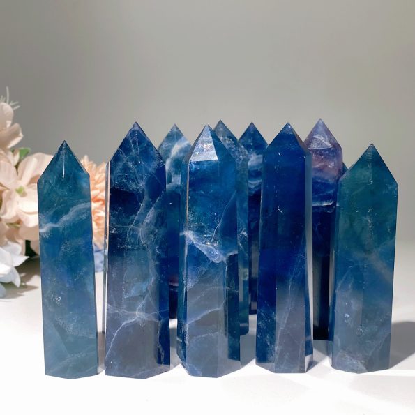 2.5"-4.0" Blue Fluorite Points Bulk Wholesale