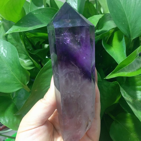 Dark Purple Amethyst Point Half Polished #3