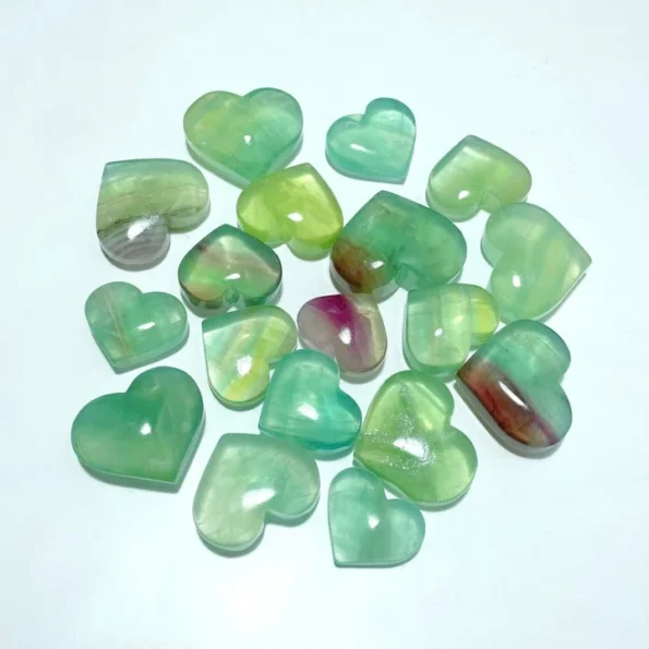 CLEAR GREEN FLUORITE HEART WHOLESALE