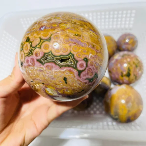 Pink ocean jasper sphere